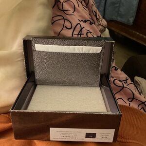 LOW START Kate spade Glittery silver card holder with box nwt